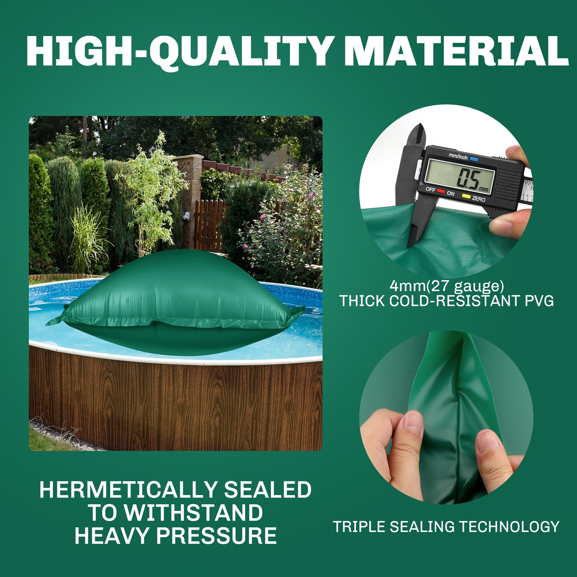 CACSPS Pool Air Pillow features highlighted on the packaging