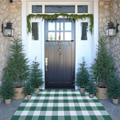 CAINANEL Green and White Buffalo Plaid Outdoor Rug front view