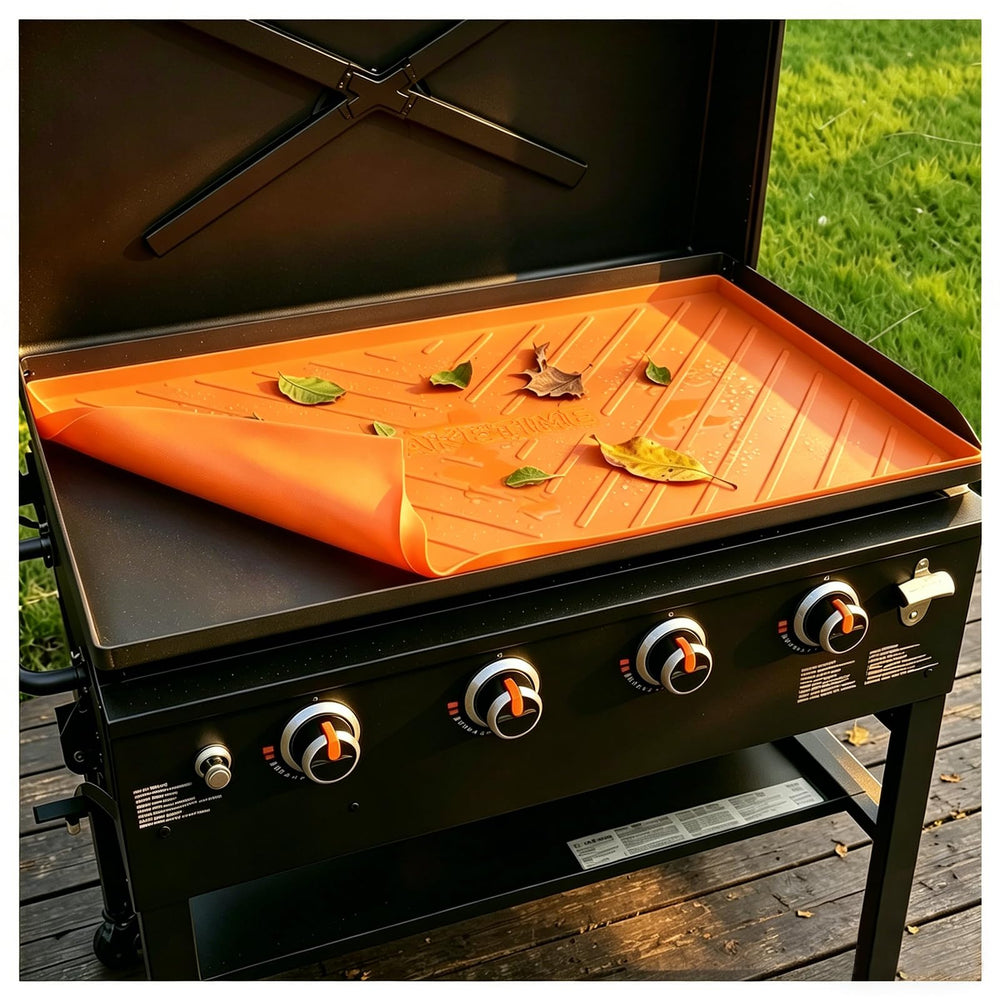 CAKETIME 36 Inch Silicone Griddle Mat front view in orange