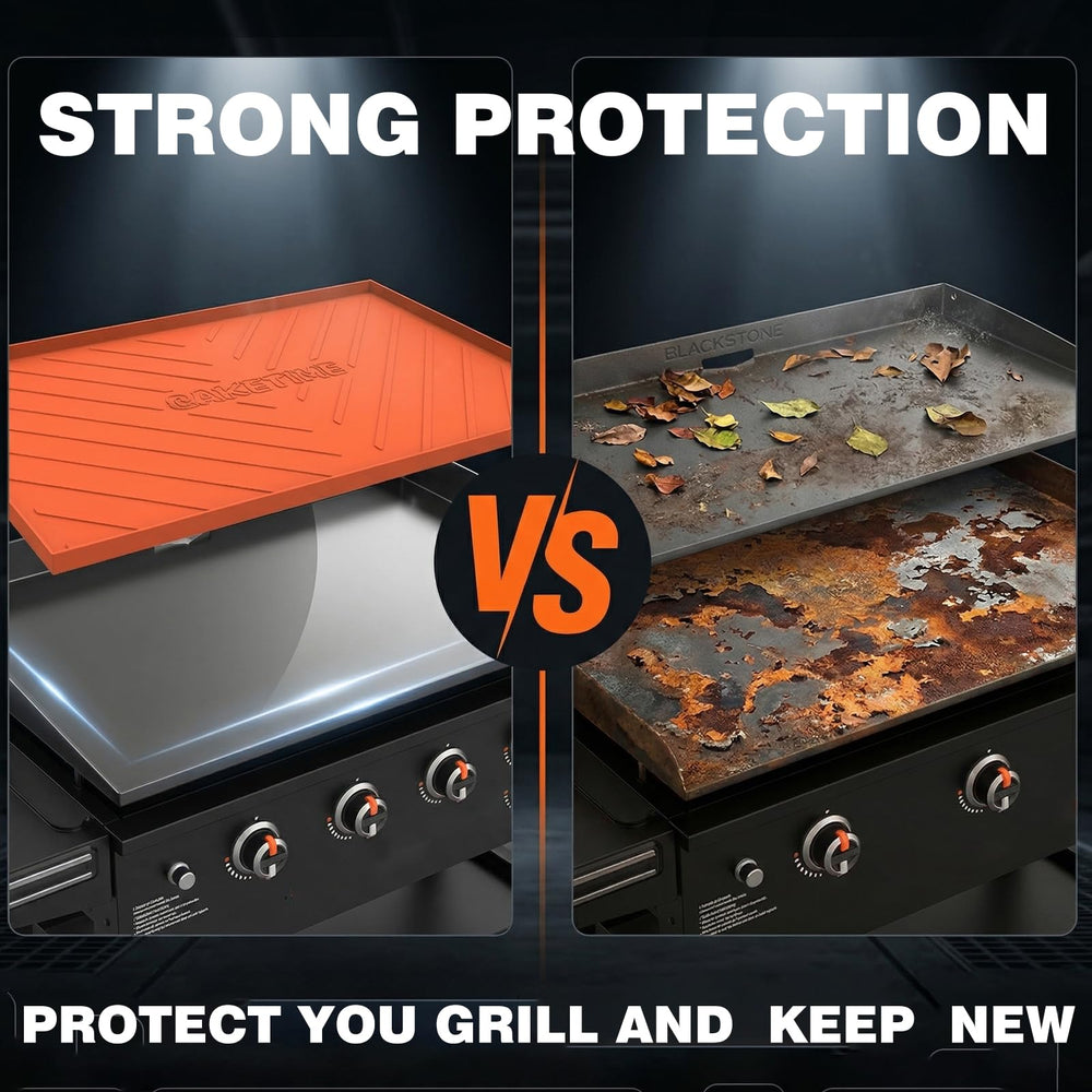 CAKETIME Griddle Mat on a 36 inch griddle outdoors