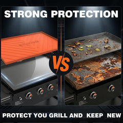 CAKETIME Griddle Mat on a 36 inch griddle outdoors