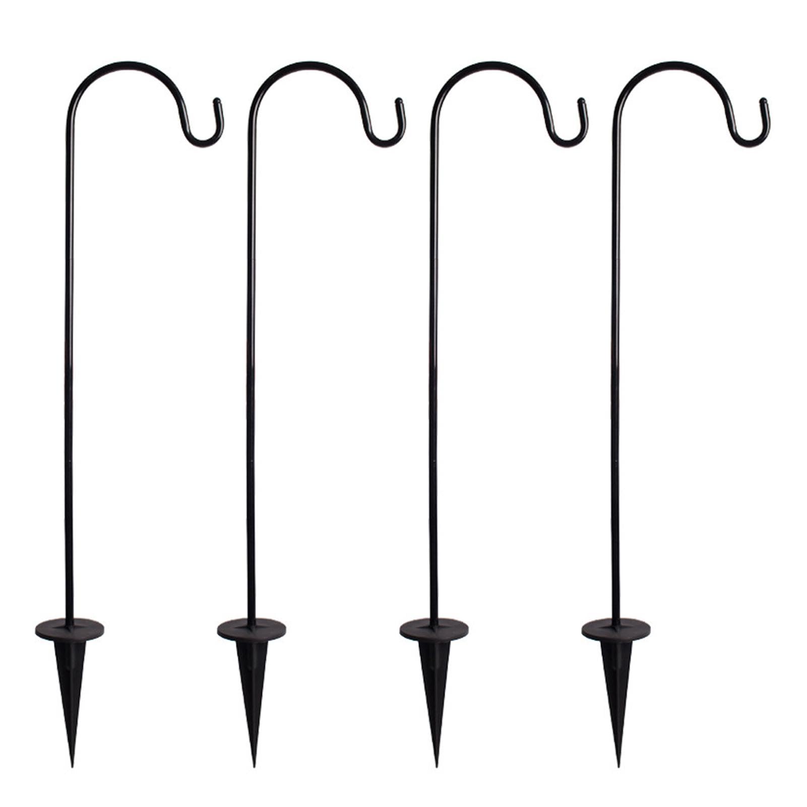 CALIDAKA Shepherd's Hooks 4 Pack adjustable height in black