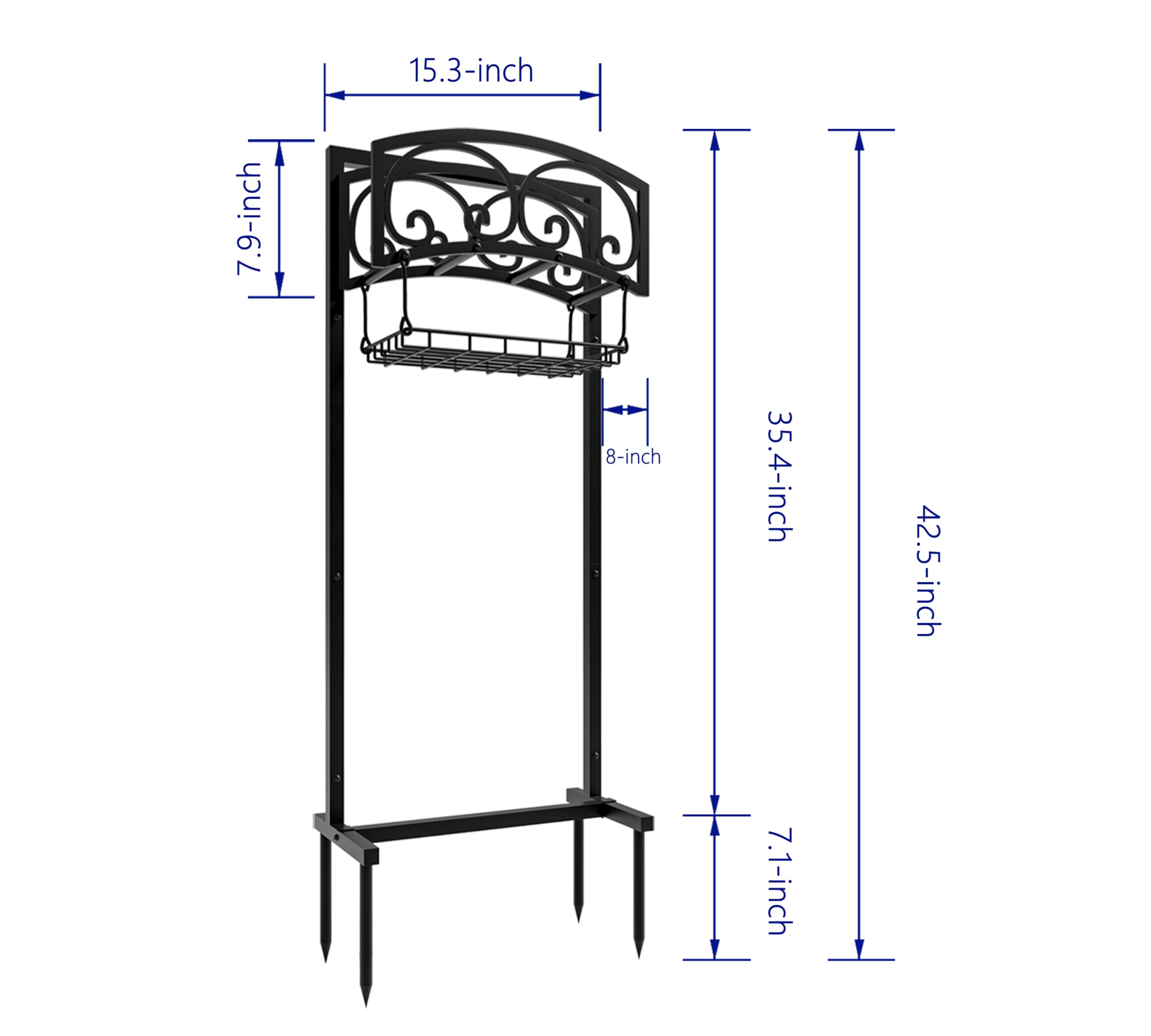 CALIDOLA Freestanding Garden Hose Holder assembled in garden