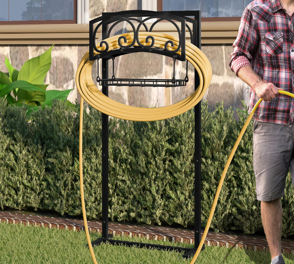 CALIDOLA Garden Hose Holder with hose neatly stored and organized