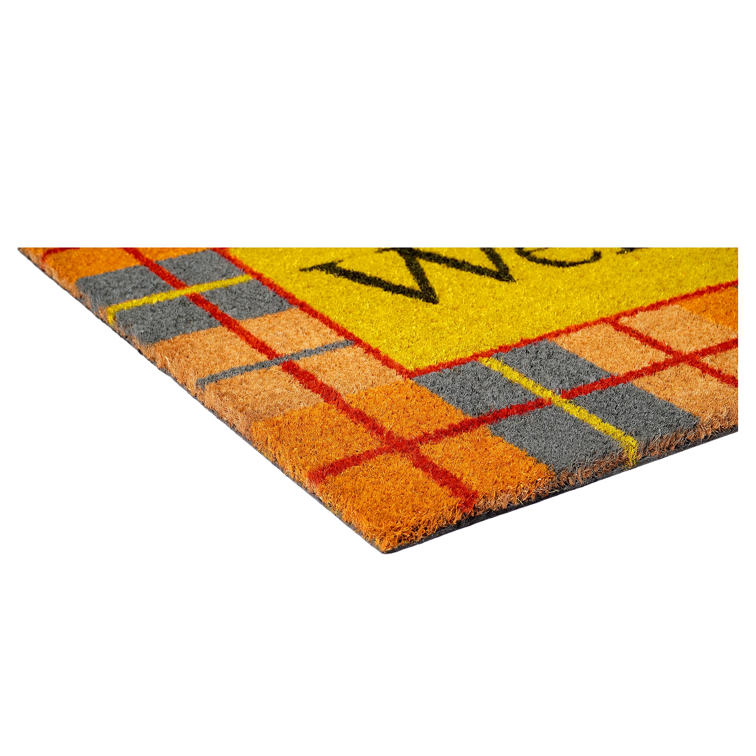 Calloway Mills Fall Plaid Doormat with autumn leaves