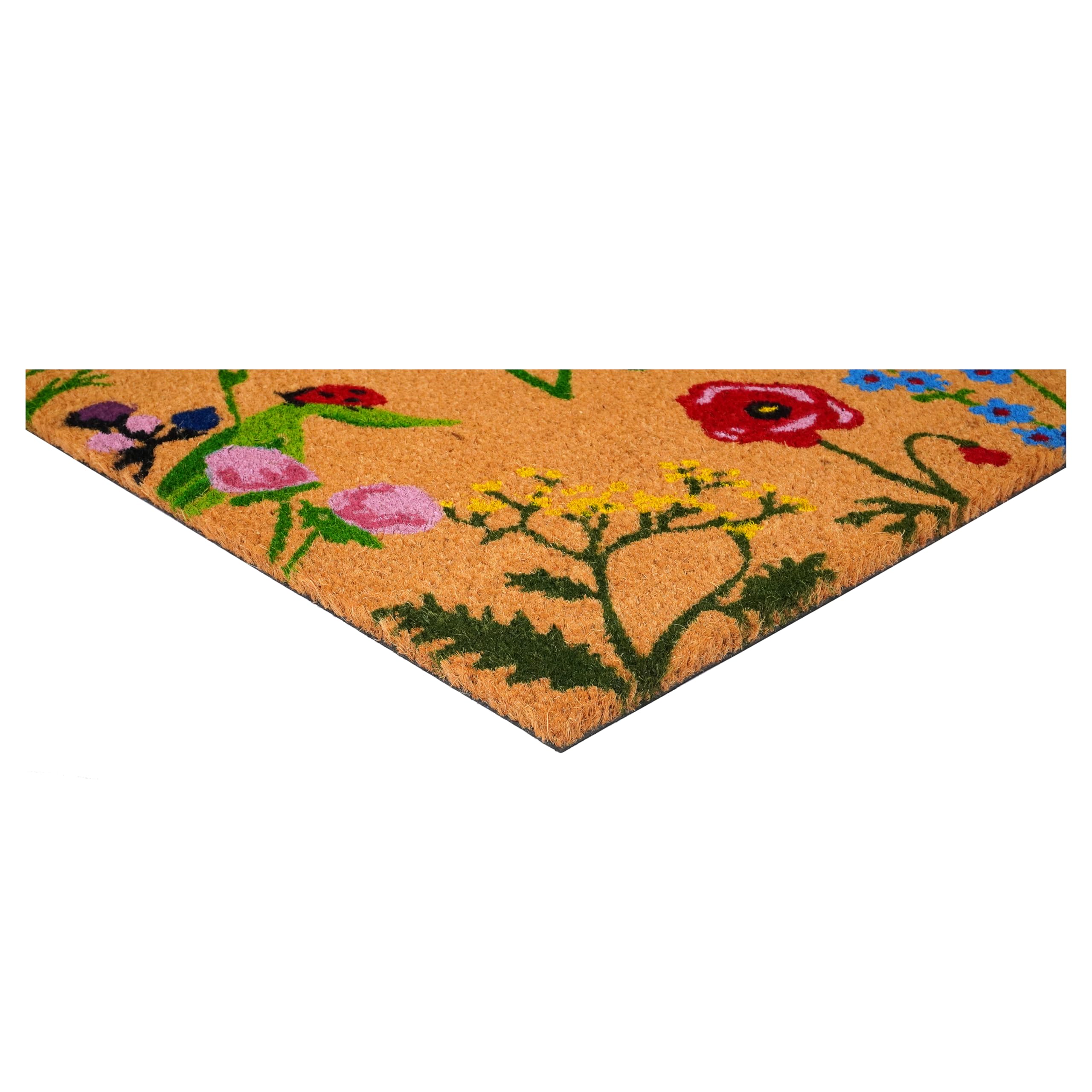 Calloway Mills Floral Hello Doormat in outdoor setting