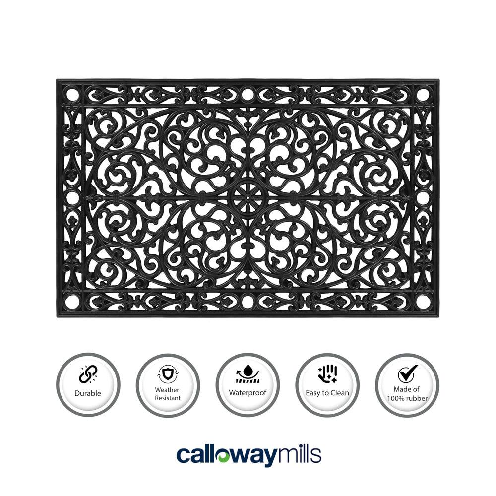 Calloway Mills Gatsby Rubber Doormat with decorative scroll design