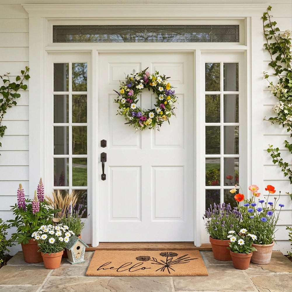 Calloway Mills Wildflower Bouquet Doormat dimensions displayed