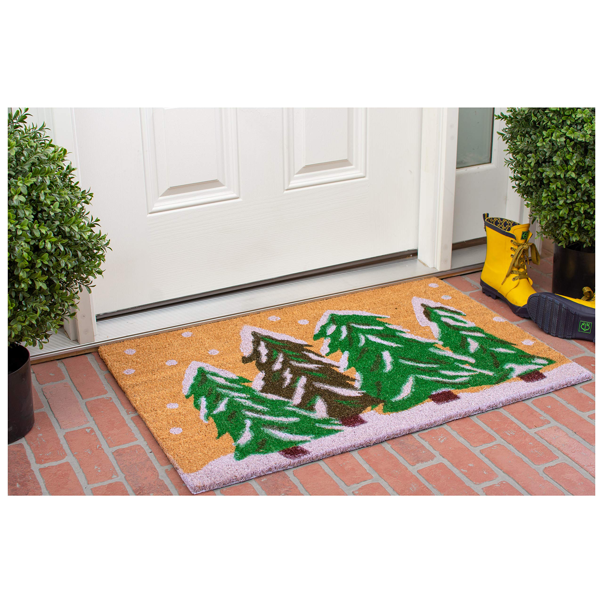 Calloway Mills Winter Wonderland Doormat side view, showing thickness