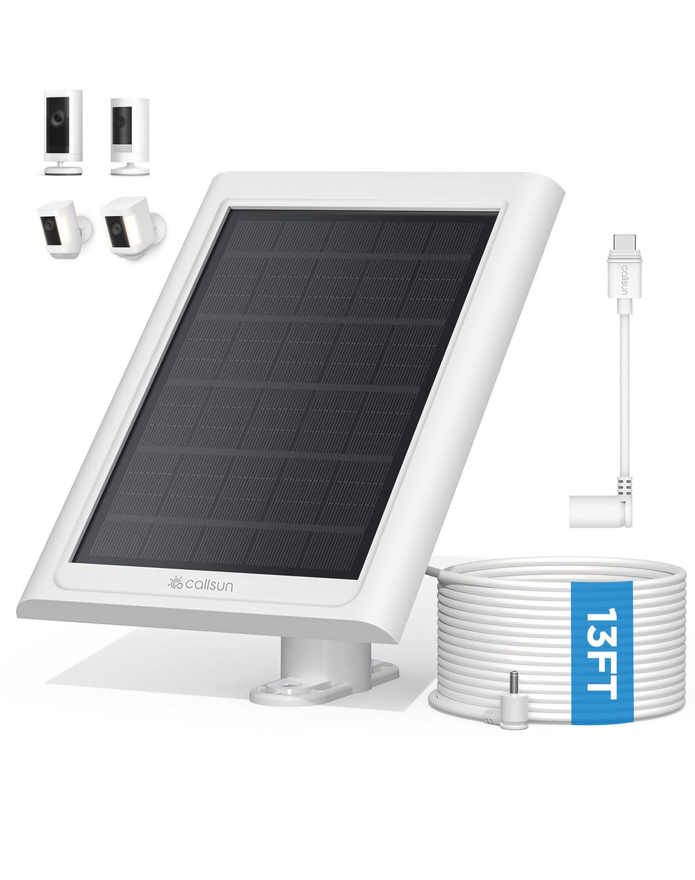 Callsun Solar Panel for Ring Camera front view with 13ft cable