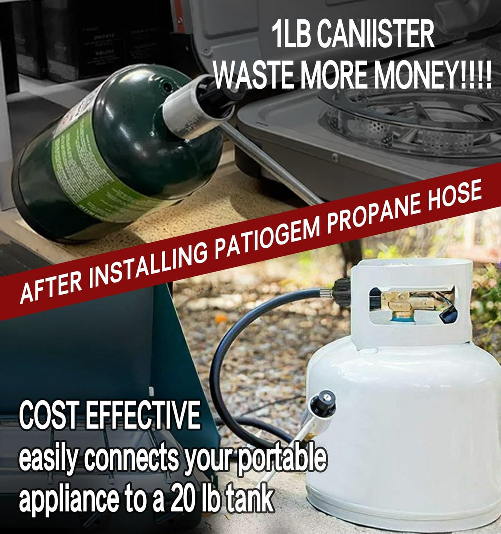 CALPOSE adapter hose connected to a camp stove