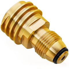CALPOSE POL to QCC1 Propane Adapter front view with golden finish
