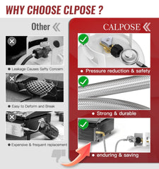 CALPOSE propane hose attached to a Blackstone griddle