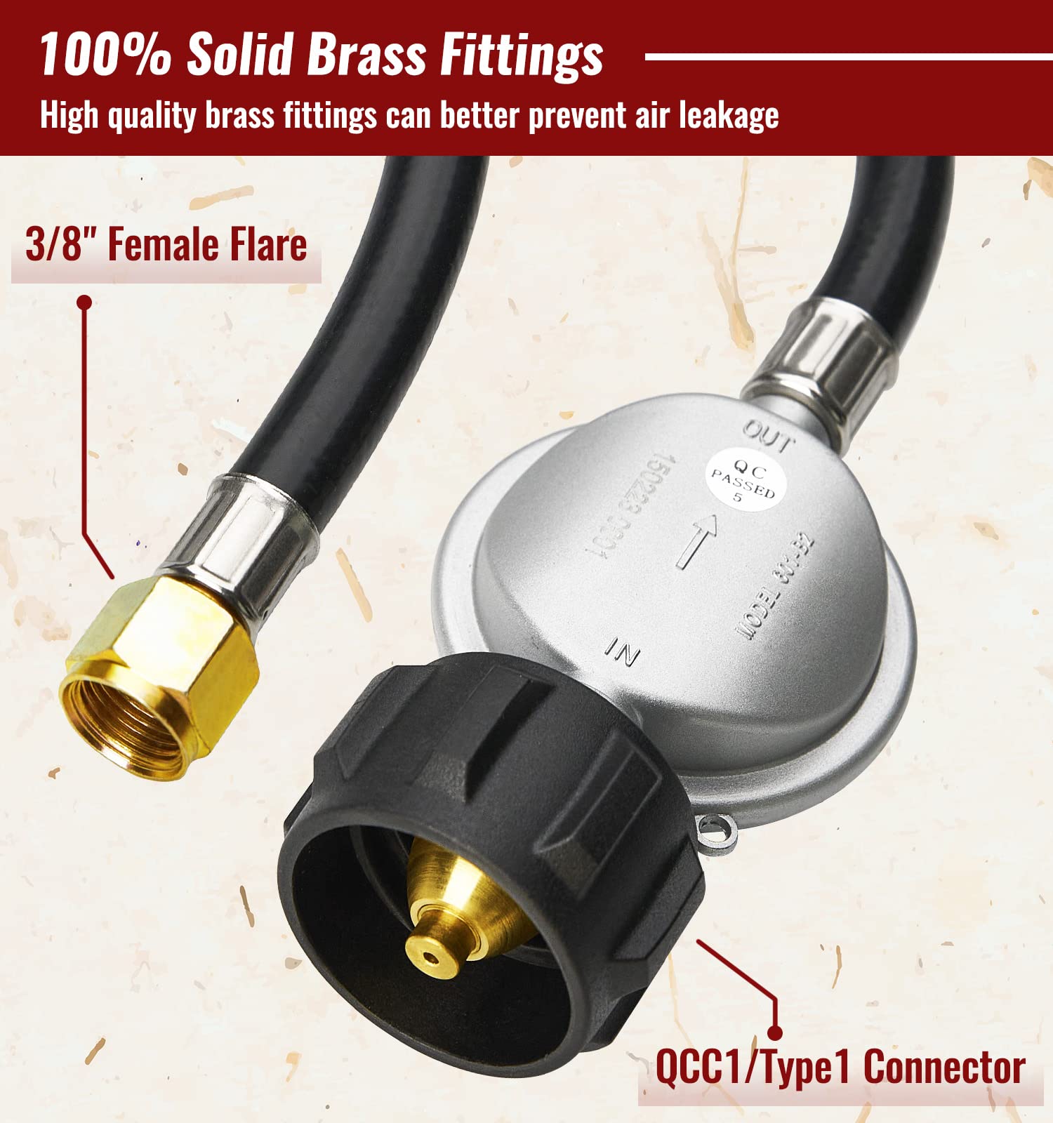CALPOSE propane regulator showing pressure settings
