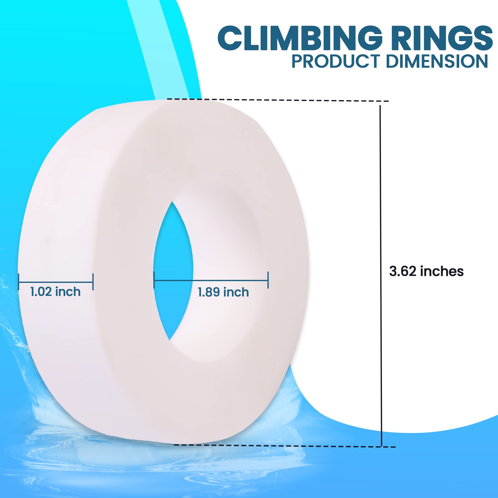 Calvana climbing rings from the kit laid out on a surface