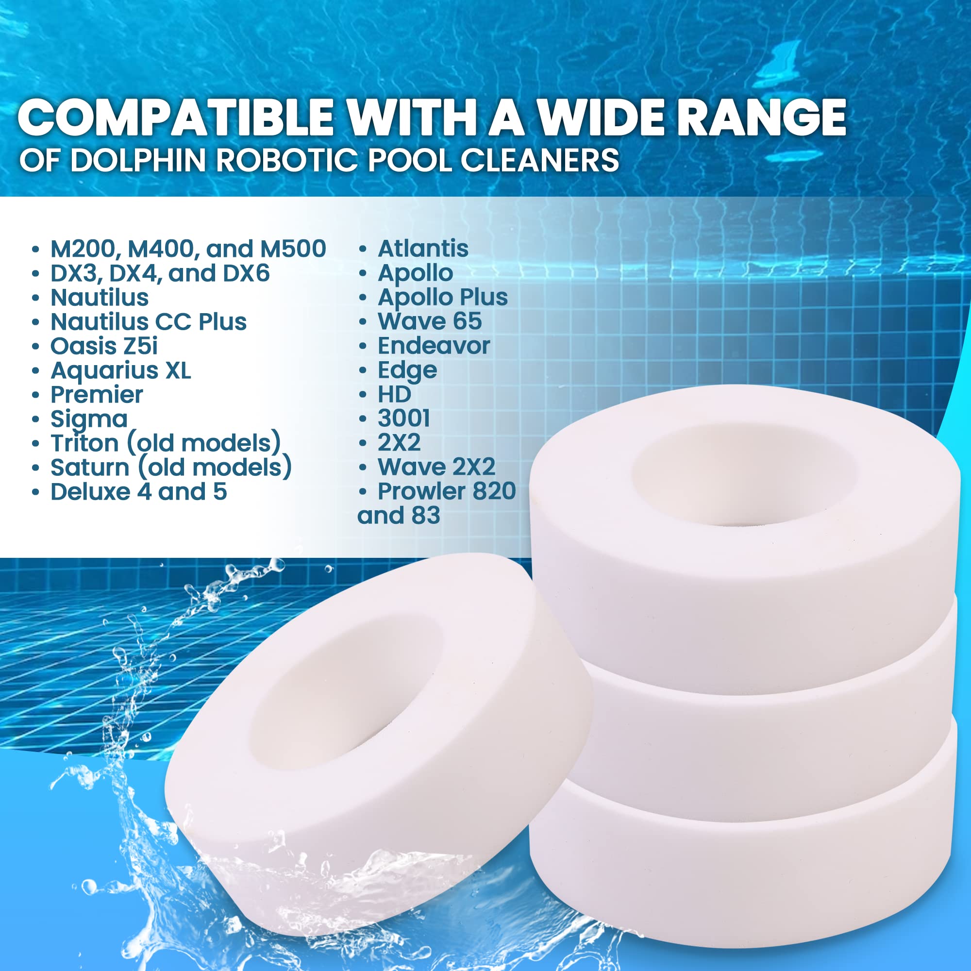 Calvana climbing rings installed on a Dolphin pool cleaner