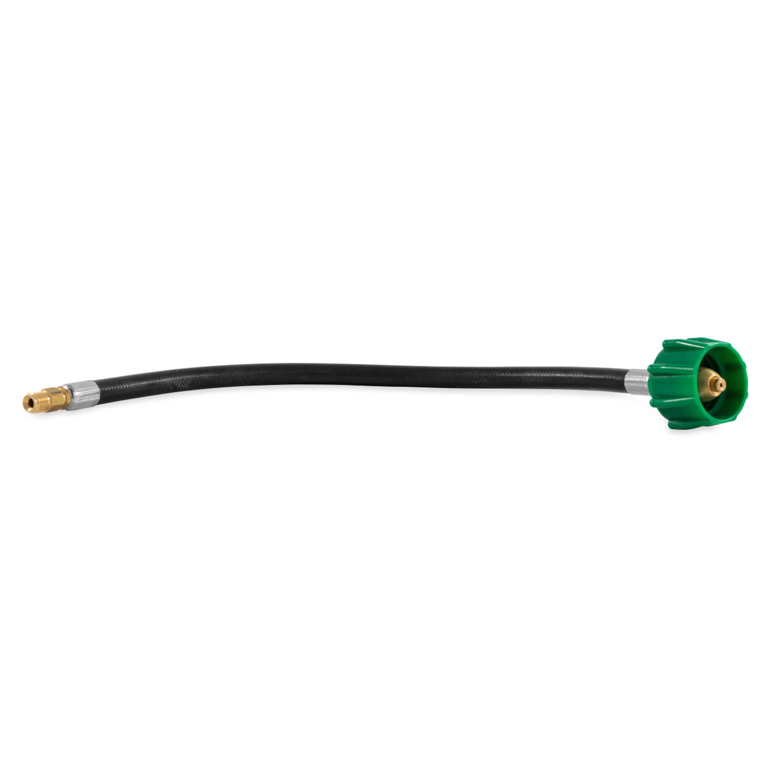 Camco 15-inch propane pigtail hose connector in green and black