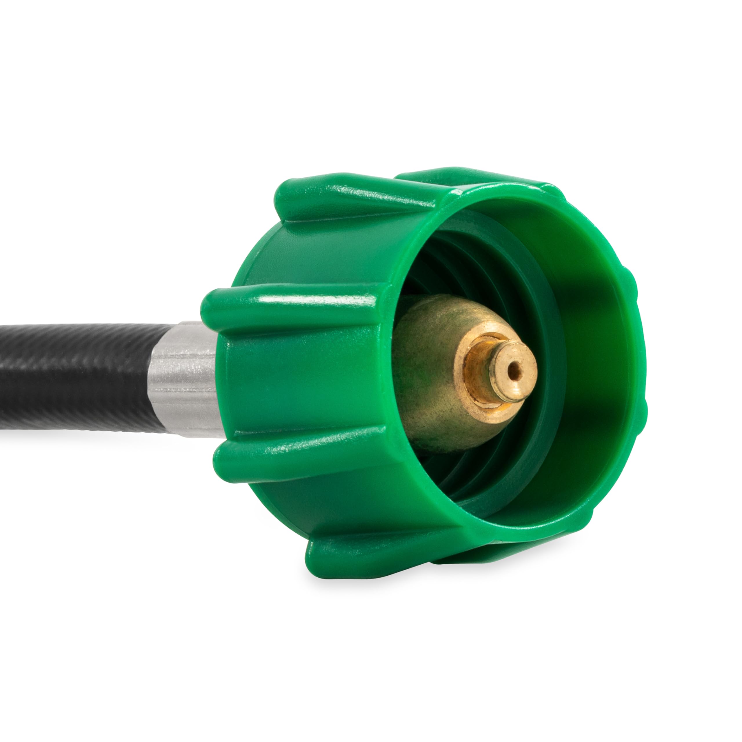 Camco propane hose connected to a 20 lb propane tank