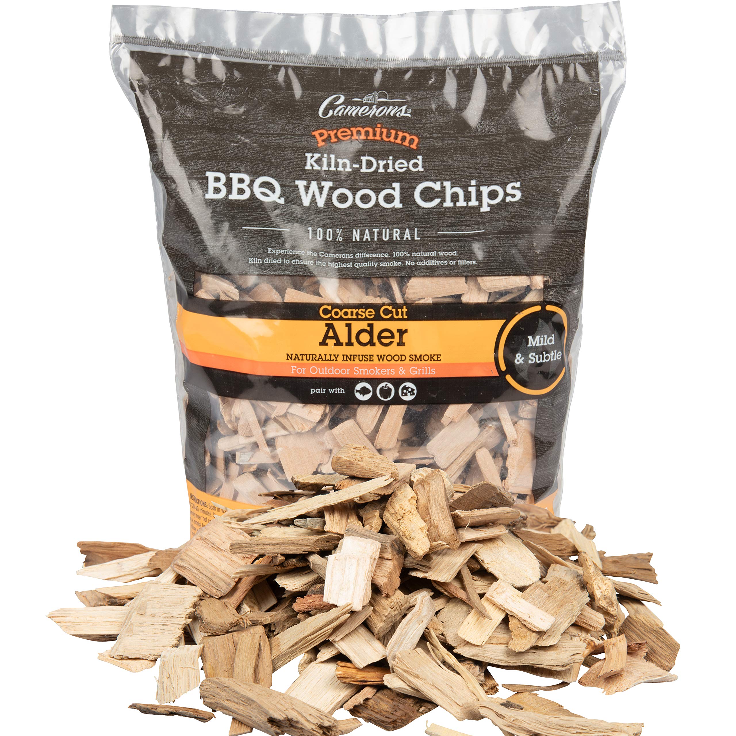 Camerons Alder Wood Smoker Chips 2 lb coarse cut packaging front view