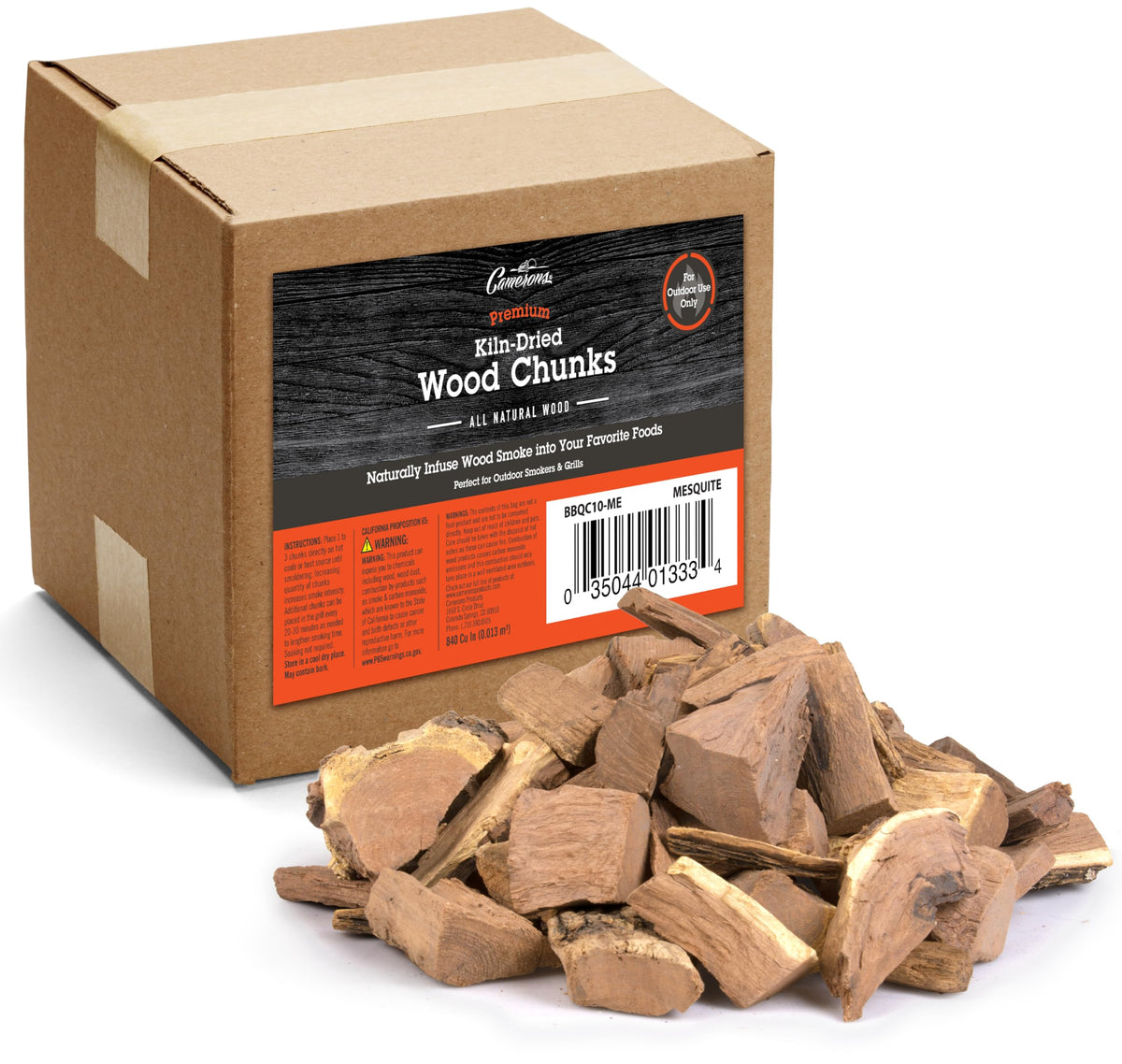 Camerons Mesquite Wood Chunks 10 lb bag front view