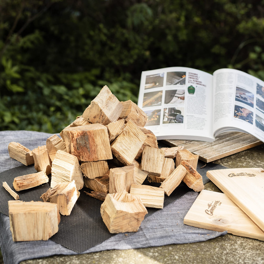 Camerons Mesquite Wood Chunks in a smoker