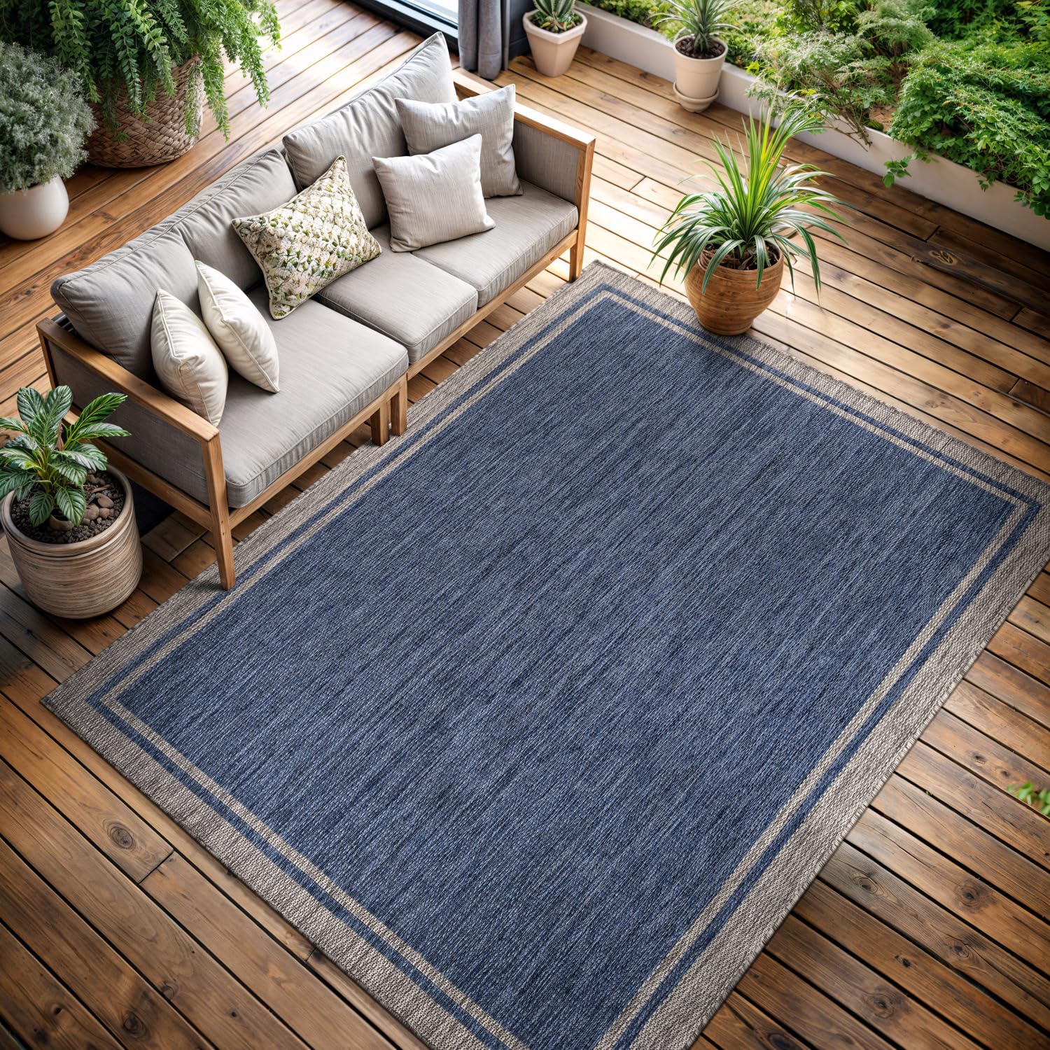 CAMILSON Outdoor Rug showing washable feature