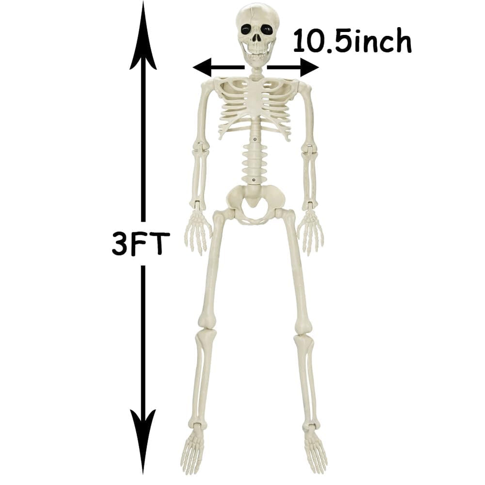 CAMIRUS 3FT Halloween Skeleton side view displaying joints
