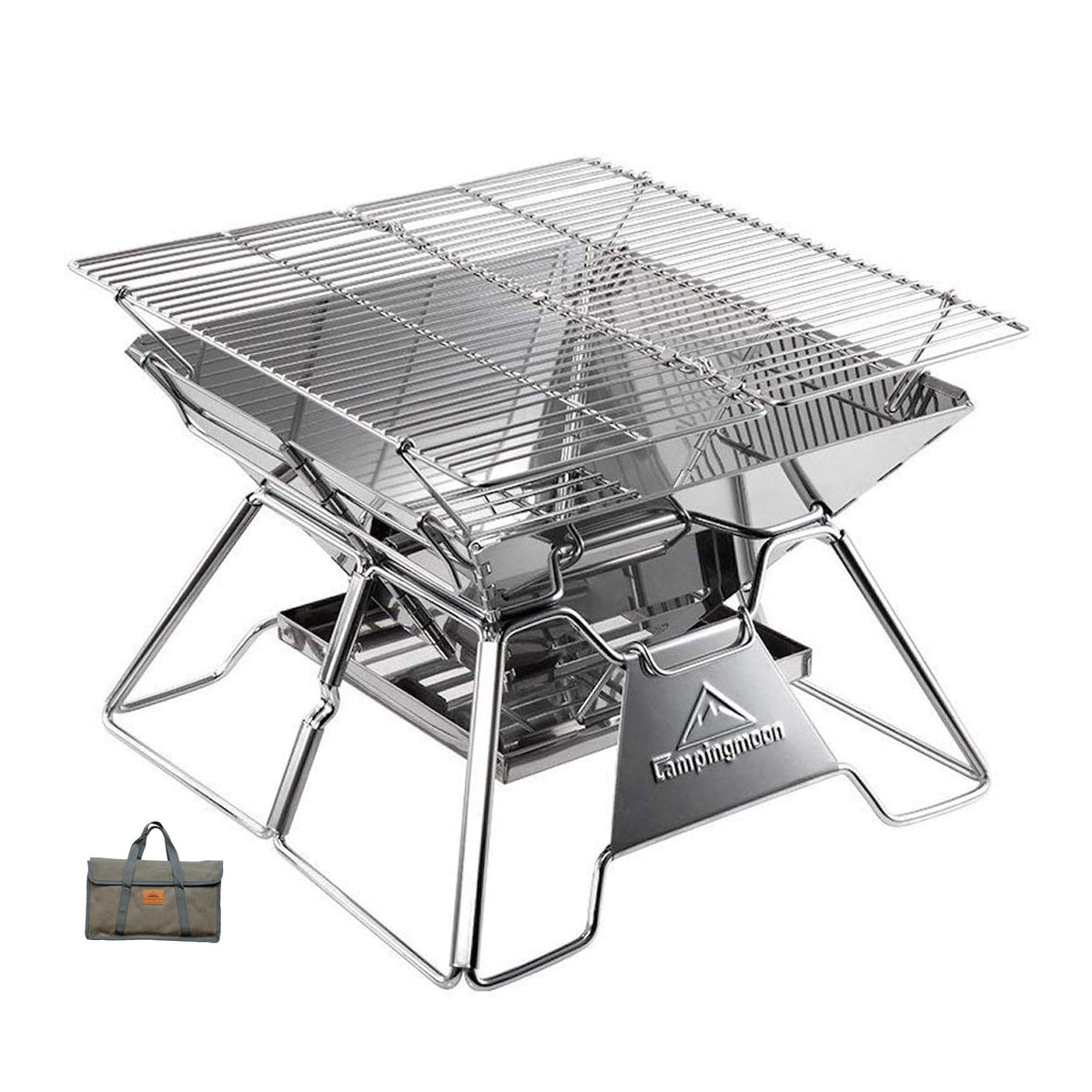 Camping Moon Portable Fire Pit Grill 14 Inch front view