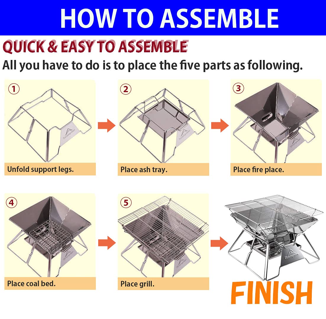 Camping Moon Portable Fire Pit Grill folded in carry bag