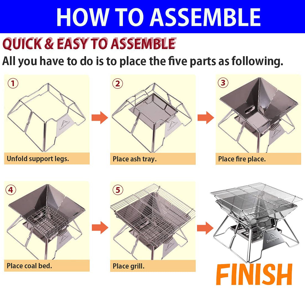 Camping Moon Portable Fire Pit Grill folded in carry bag