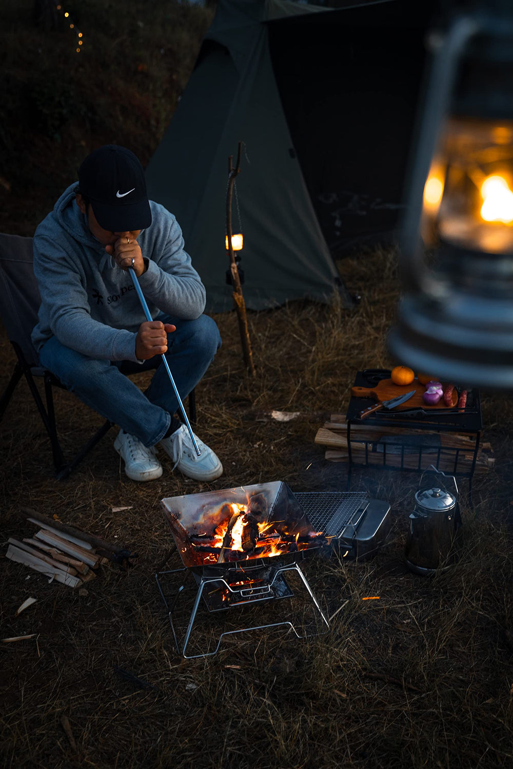 Camping Moon Portable Fire Pit Grill outdoor setup