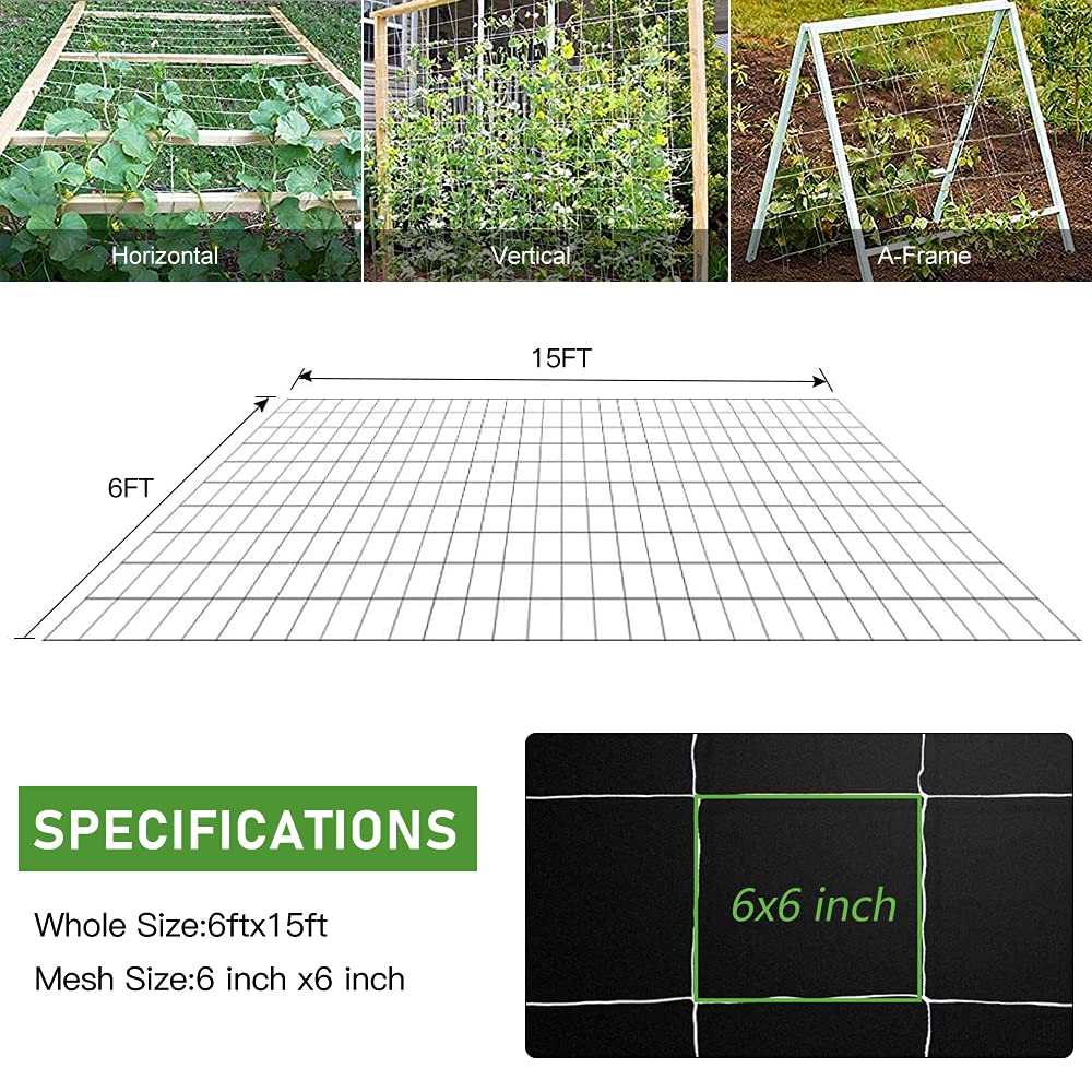 CANAGROW Trellis Netting 6x15ft close-up of square mesh