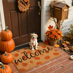 CandyHome Fall Door Mat placed at a front porch