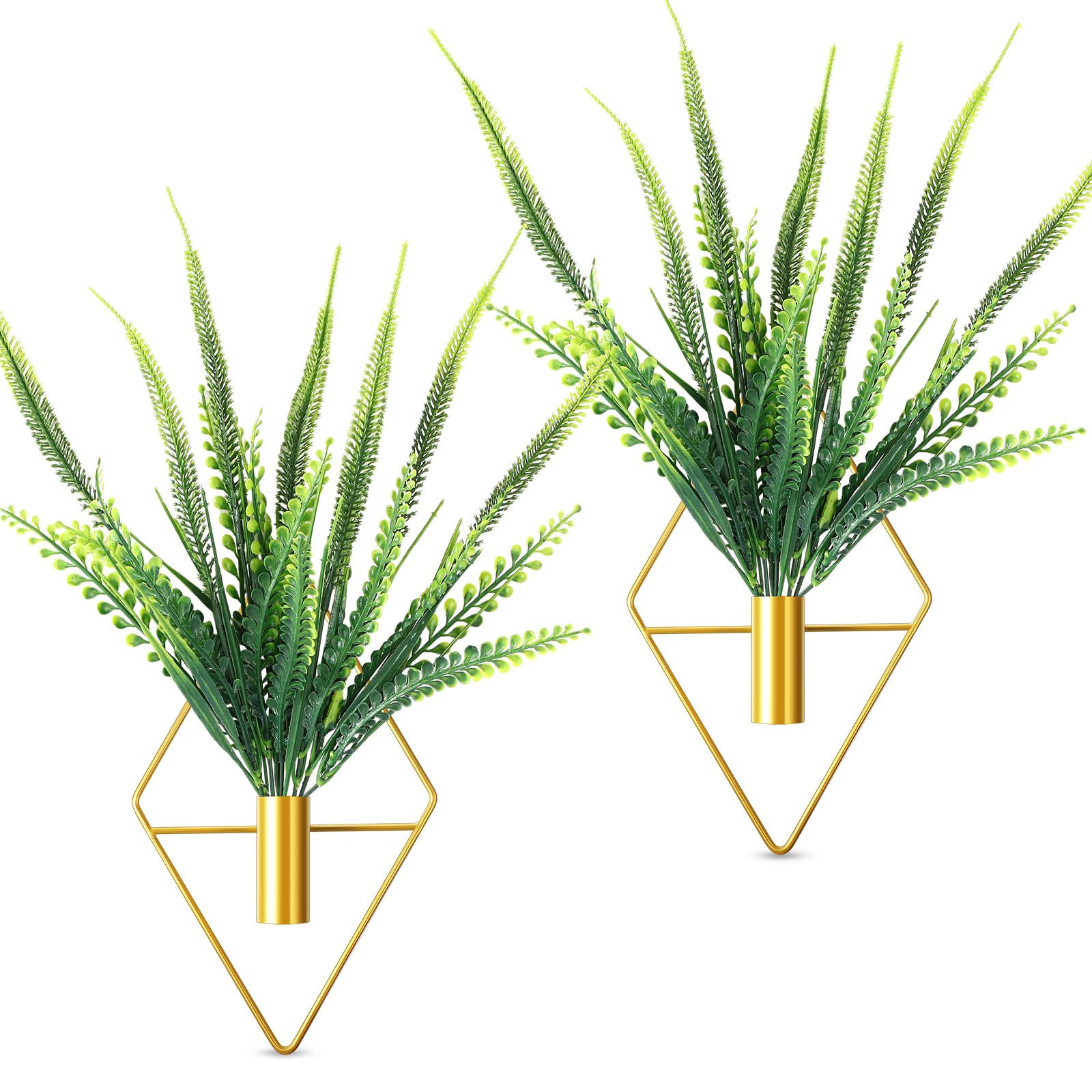 Canlierr gold metal wall planter with Boston fern