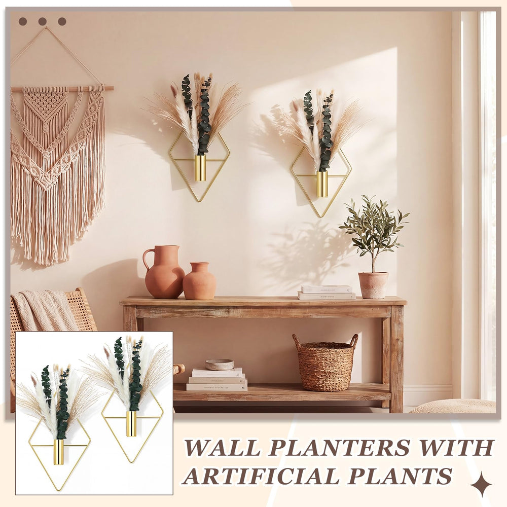 Canlierr gold wall planter with artificial plants in a modern setting