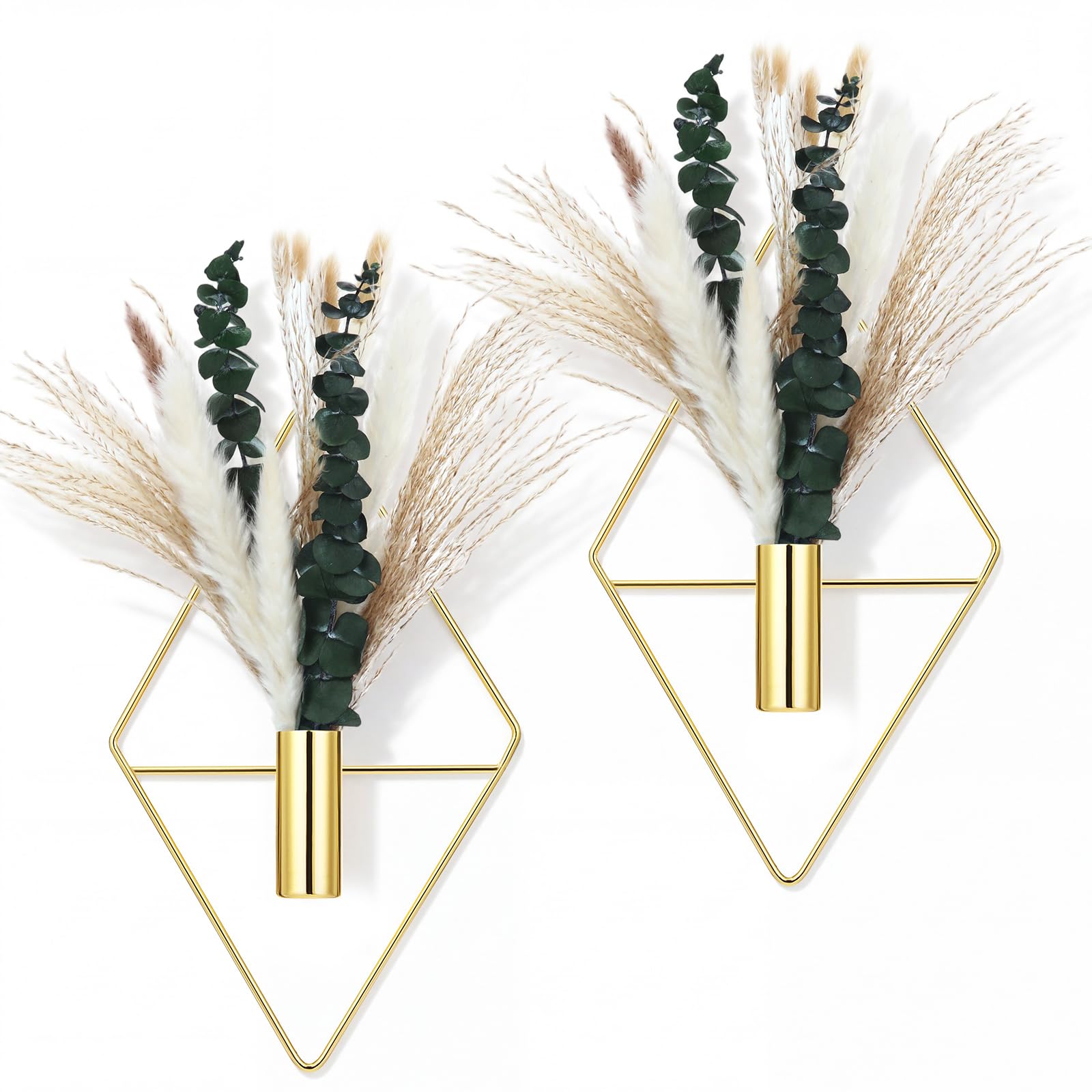 Canlierr hanging plants wall decor gold metal planter with pampas grass