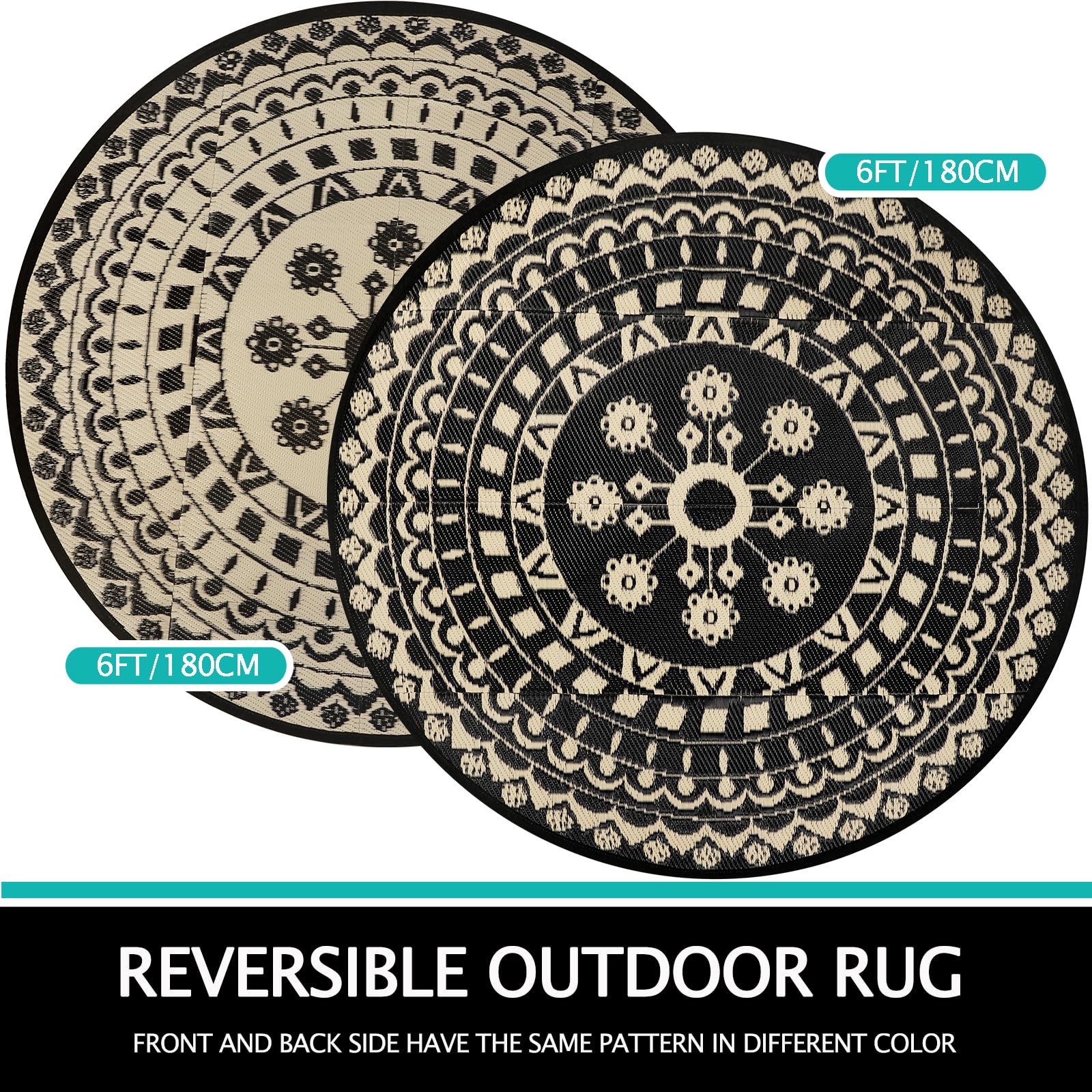 Capslpad outdoor rug rolled up with carry bag
