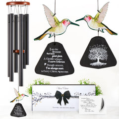 Captain Decor 32 inch Black Hummingbird Memorial Wind Chimes front view