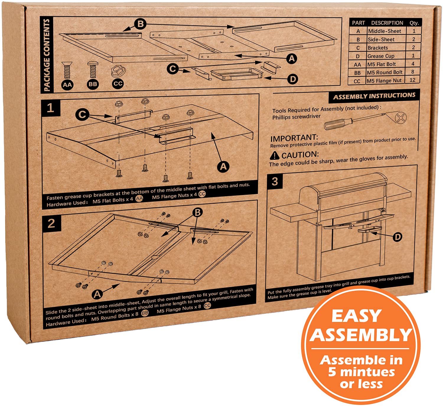CaptainGrill grease tray installation hardware included