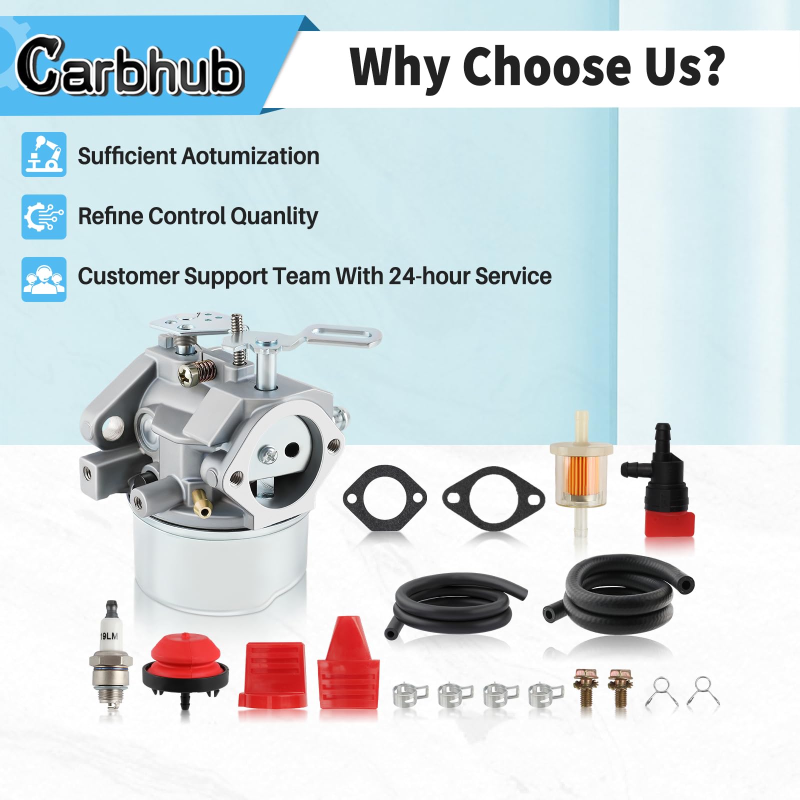 Carbhub 640052 carburetor installed on Tecumseh snow blower