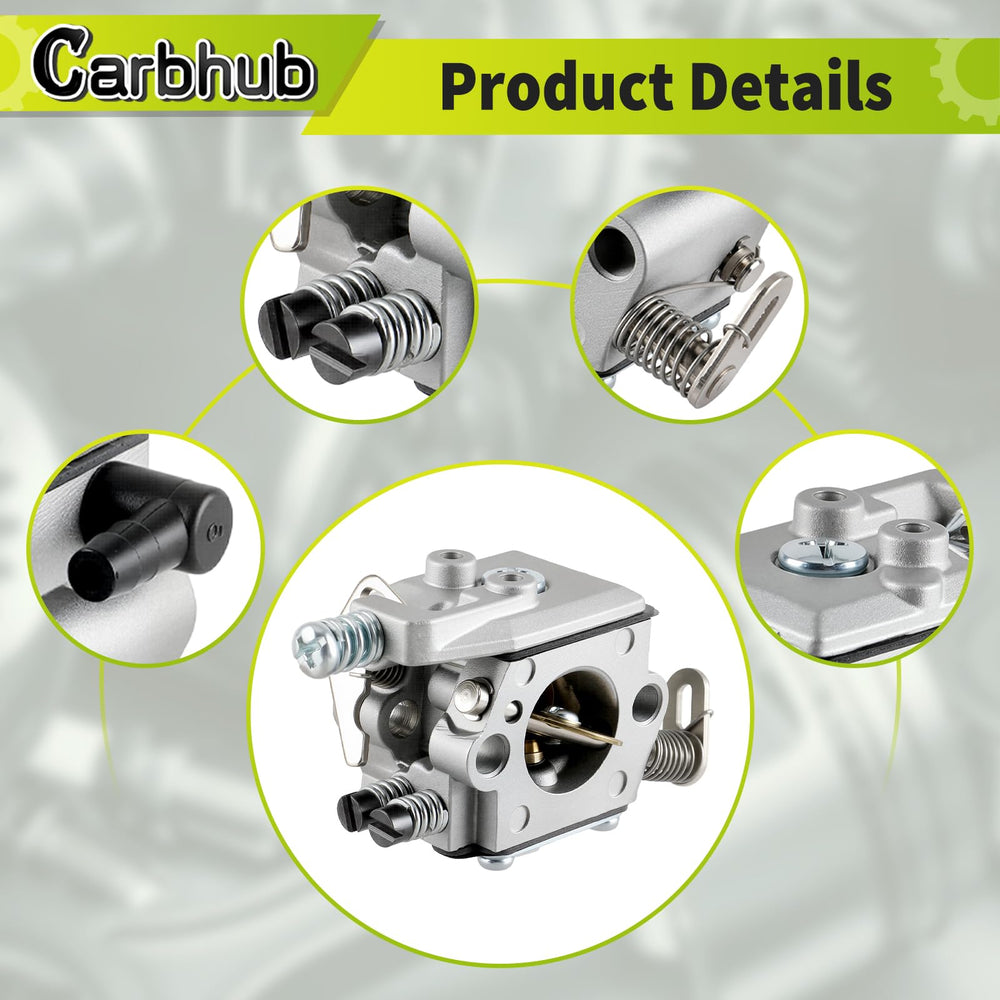 Carbhub Carburetor components laid out on a workbench
