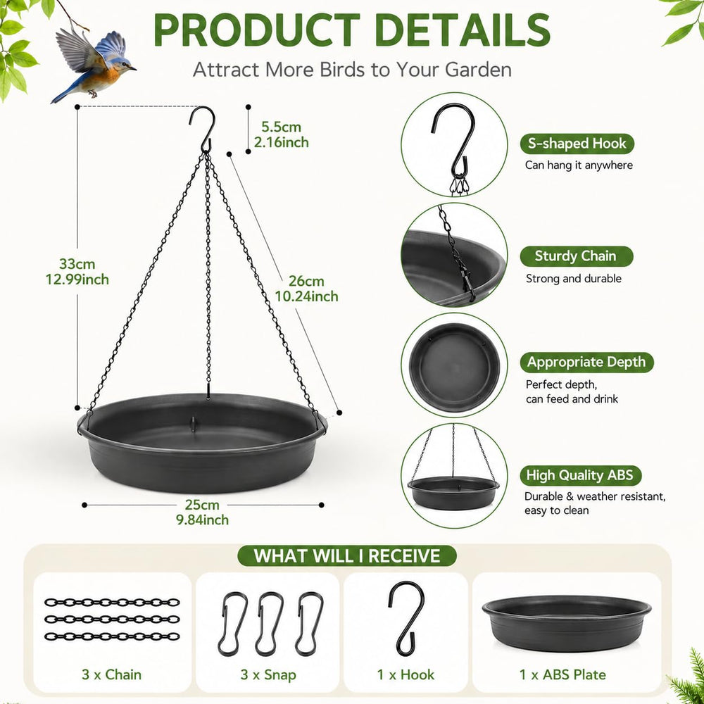 CARGEN Hanging Bird Bath Bowl with water and bird seeds