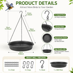 CARGEN Hanging Bird Bath Bowl with water and bird seeds