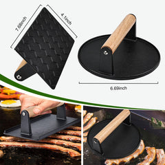 Cast iron burger smasher presses included in POLIGO kit