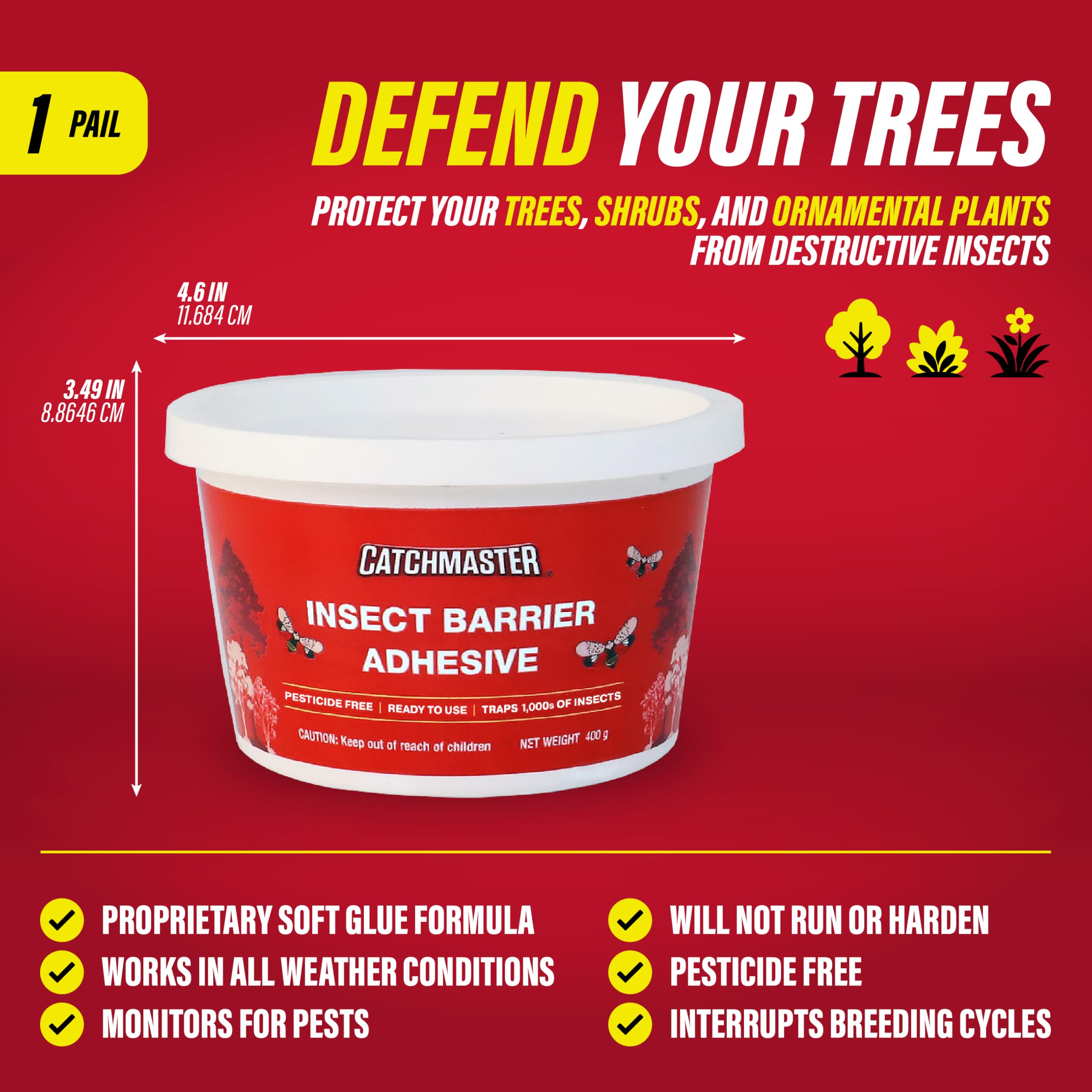 Catchmaster adhesive spreader included with the 15oz pail