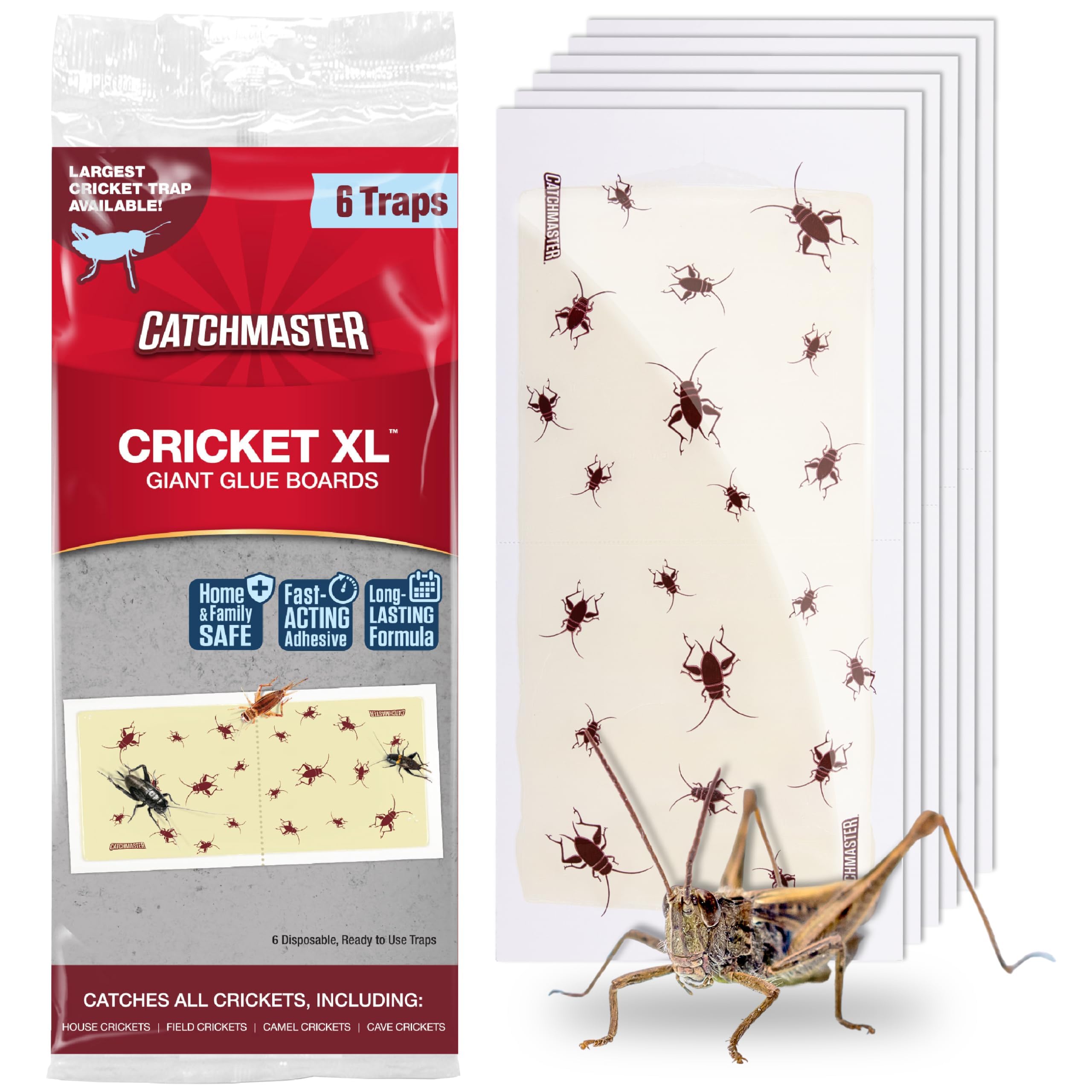 Catchmaster Cricket XL Giant Glue Board front view, red