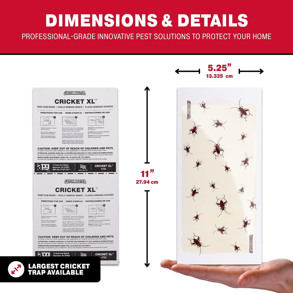 Catchmaster Cricket XL Glue Board showing size dimensions