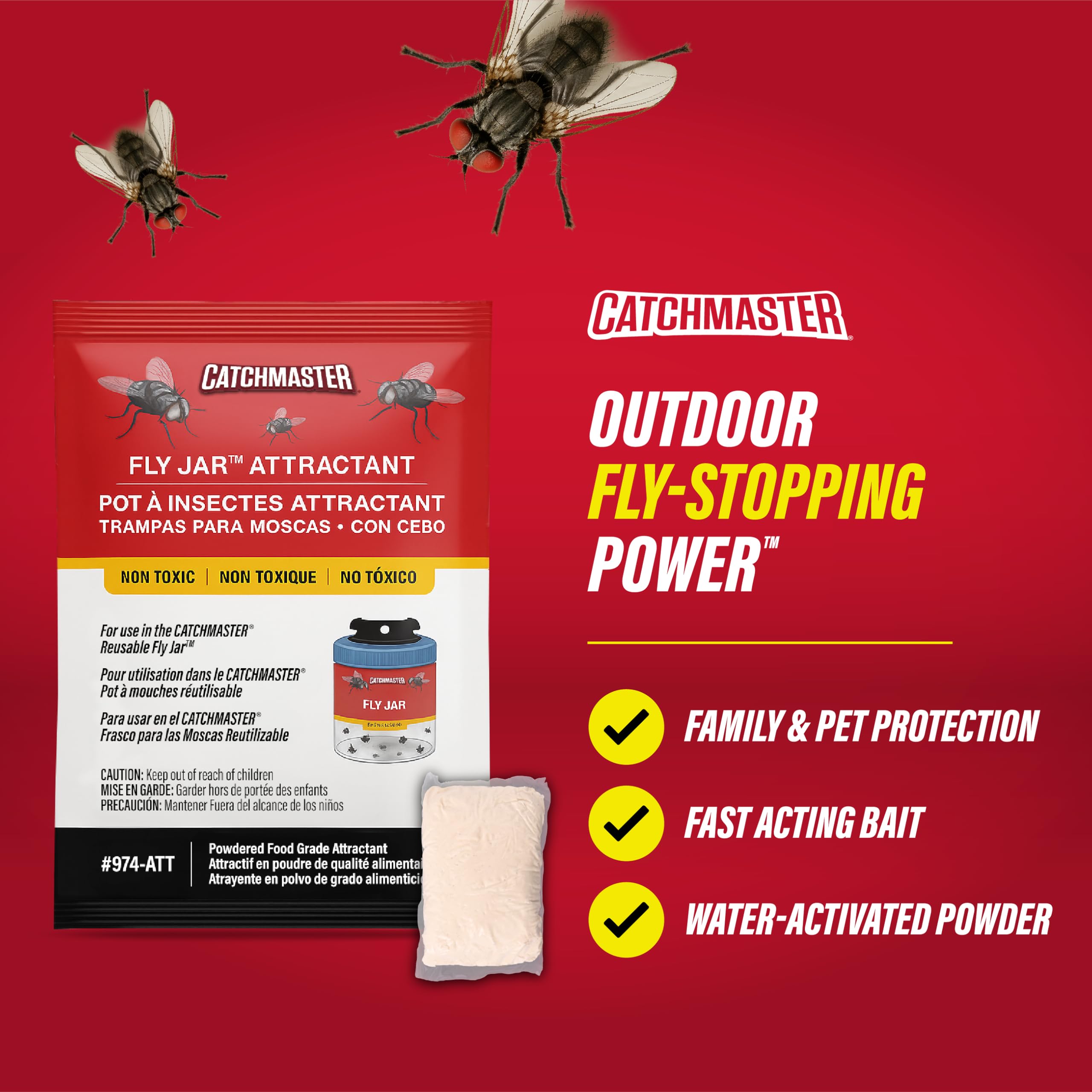 Catchmaster Fly Jar Bait Refill 3-Count close-up of bait packet