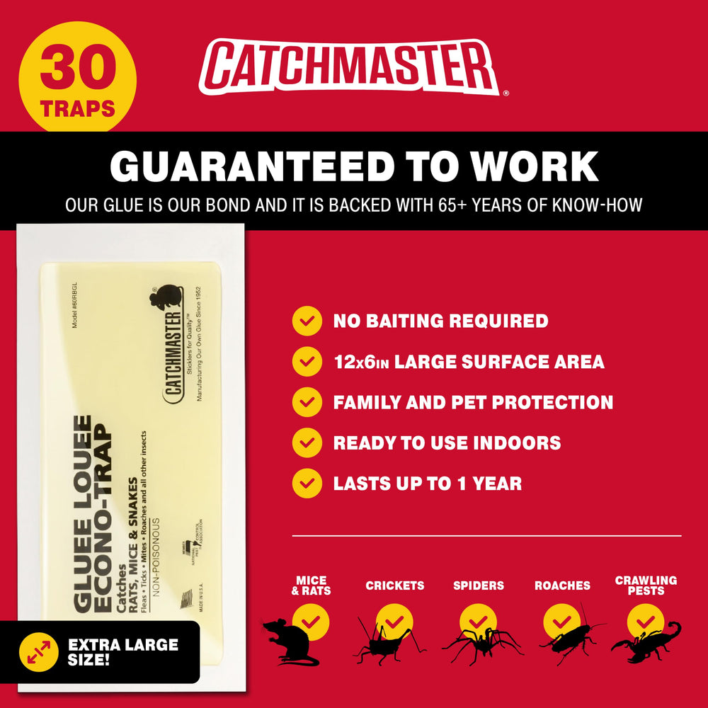 Catchmaster Glue Trap package featuring 30 traps