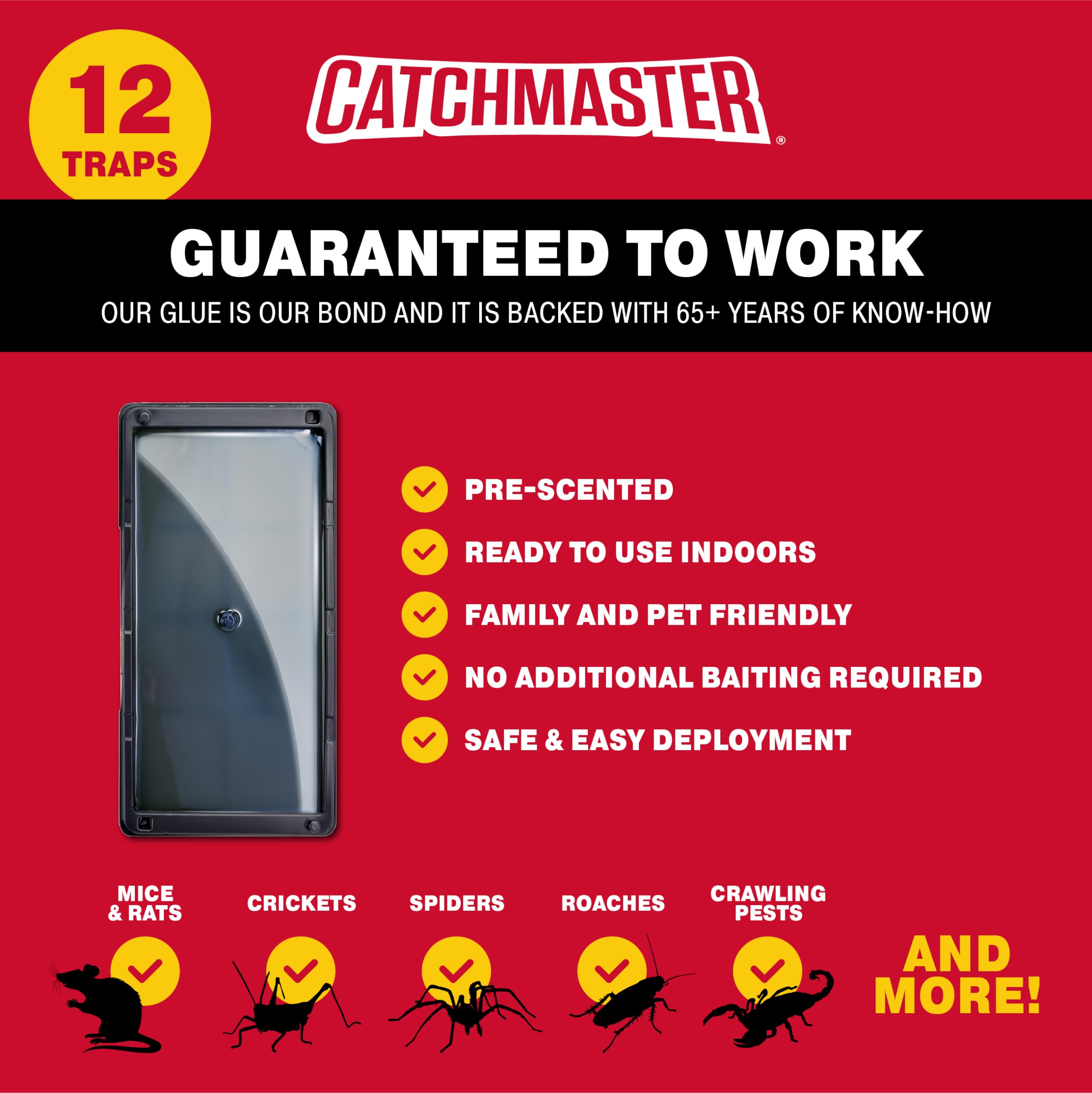 Catchmaster Glue Traps packaging with black traps